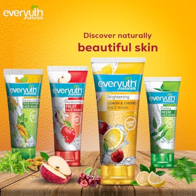 Everyuth NATURALS BRIGHTENING LEMON & CHERRY FACE WASH | DEEP CLEANSING, OIL CONTROL & TAN REDUCTION | REMOVES DIRT & OIL | 100% SOAPFREE | FOR ALL SKIN TYPES | PARABEN FREE - 150 G (PACK OF 2) - Image 4